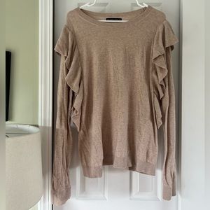 Abercrombie & Fitch Tan Ruffle Sweater